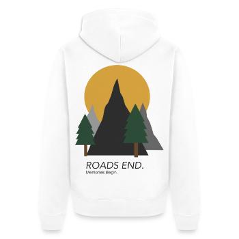 roads end - Unisex Premium Organic Zip Hoodie - white - Back - Thijin (182cm)