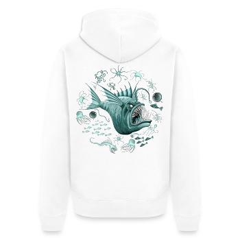 Fish Abyssal Monster in der Tiefseezone - Unisex Premium Bio Zip Hoodie - Weiß - Hinten - Thijin (182cm)