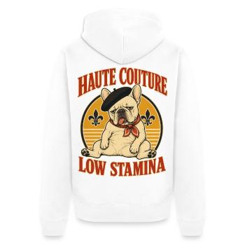 Haute Couture Low Stamina - Unisex Premium Organic Zip Hoodie - white - Back - Thijin (182cm)
