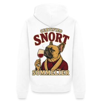 Zertifizierter Snort-Sommelier Französischer Bulldogge - Unisex Premium Bio Zip Hoodie - Weiß - Hinten - Thijin (182cm)