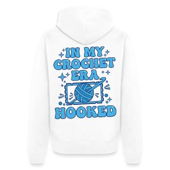 In meiner Häkelzeit habe ich lustiges Häkelgarn für Liebhaber gehäkelt - Unisex Premium Bio Zip Hoodie - Weiß - Hinten - Thijin (182cm)