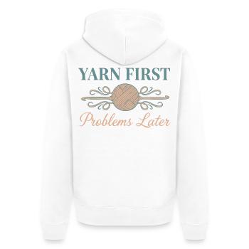 Crochet Lover Garn Erste Probleme später Lustig - Unisex Premium Bio Zip Hoodie - Weiß - Hinten - Thijin (182cm)