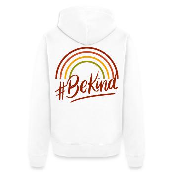 BeKind Rainbow Script Tee - Unisex Premium Bio Zip Hoodie - Weiß - Hinten - Thijin (182cm)