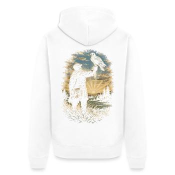 Falknerei Falkner - Unisex Premium Bio Zip Hoodie - Weiß - Hinten - Thijin (182cm)