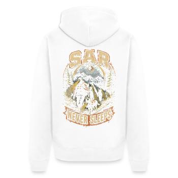 Rettungsteam - Unisex Premium Bio Zip Hoodie - Weiß - Hinten - Thijin (182cm)