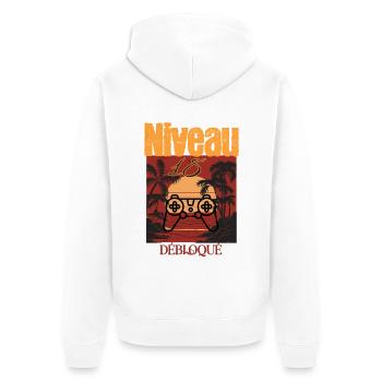 18-jähriges Level freigeschaltet – Gamer-Geschenk - Unisex Premium Bio Zip Hoodie - Weiß - Hinten - Thijin (182cm)