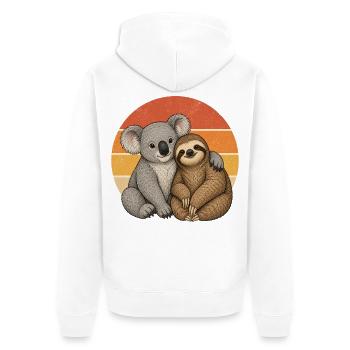 Koala und Faultier - Unisex Premium Bio Zip Hoodie - Weiß - Hinten - Thijin (182cm)