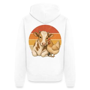 Cow And Chicken - Unisex Premium Bio Zip Hoodie - Weiß - Hinten - Thijin (182cm)