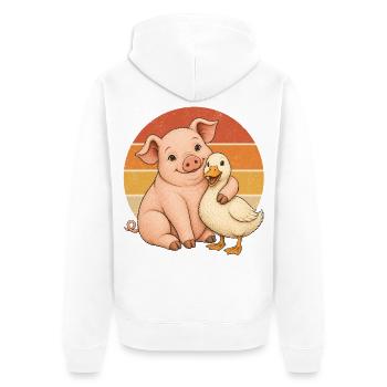 Schwein und Ente - Unisex Premium Bio Zip Hoodie - Weiß - Hinten - Thijin (182cm)