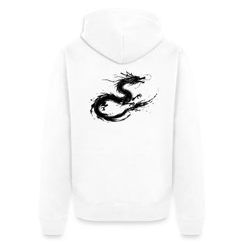 Japanischer Drache Sumi-e Feuerperlenkraft - Unisex Premium Bio Zip Hoodie - Weiß - Hinten - Thijin (182cm)