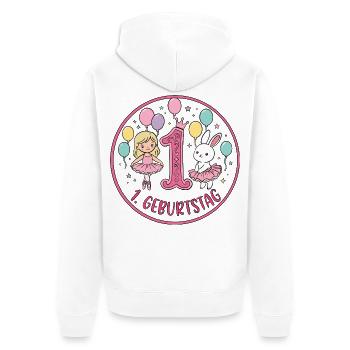 1. Geburtstag Ballerina  - Unisex Premium Bio Zip Hoodie - Weiß - Hinten - Thijin (182cm)