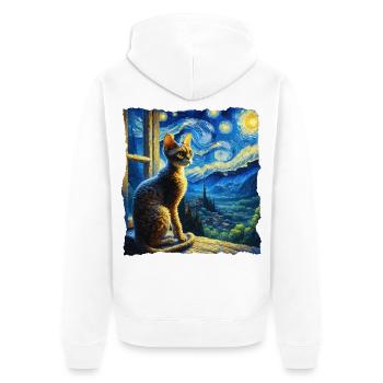 Devon Rex Starry Night - Unisex Premium Bio Zip Hoodie - Weiß - Hinten - Thijin (182cm)