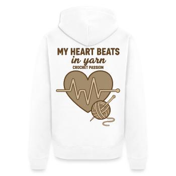 Mein Herz schlägt in Garn Gehäkelte Leidenschaft Lustig - Unisex Premium Bio Zip Hoodie - Weiß - Hinten - Thijin (182cm)