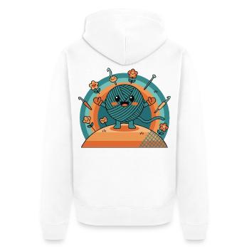 Lustiger Häkel-Garnliebhaber-Häkelkreis - Unisex Premium Bio Zip Hoodie - Weiß - Hinten - Thijin (182cm)