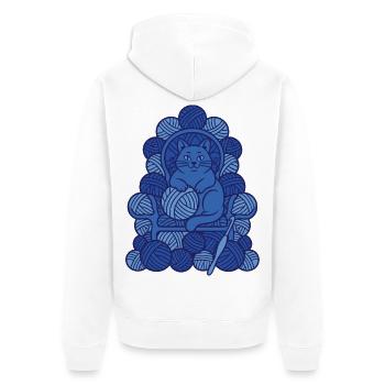 Lustige Häkelkatzen-Häkel-Garn-Liebhaber - Unisex Premium Bio Zip Hoodie - Weiß - Hinten - Thijin (182cm)