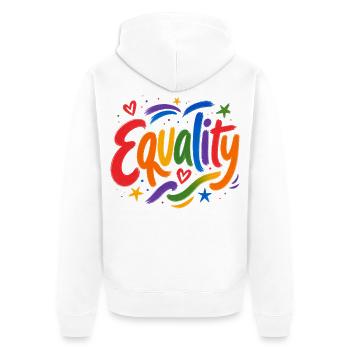 Equality Regenbogen CSD Pride Parade Love Shirt - Unisex Premium Bio Zip Hoodie - Weiß - Hinten - Thijin (182cm)