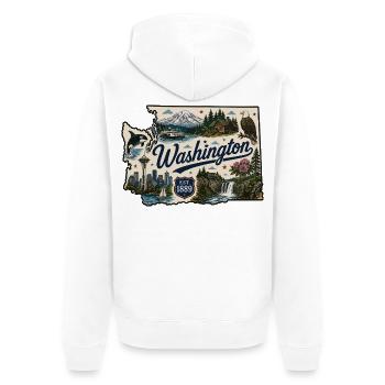 Washington State Mount Rainier Vintage-Aufkleber - Unisex Premium Bio Zip Hoodie - Weiß - Hinten - Thijin (182cm)