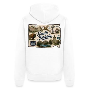 South Dakota Mount Rushmore Vintage-Aufkleber - Unisex Premium Bio Zip Hoodie - Weiß - Hinten - Thijin (182cm)