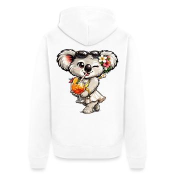 Süßer Koala mit tropischem Cocktail - Unisex Premium Bio Zip Hoodie - Weiß - Hinten - Thijin (182cm)