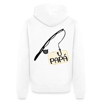 Spanischer Fischer, Papa - Unisex Premium Bio Zip Hoodie - Weiß - Hinten - Thijin (182cm)
