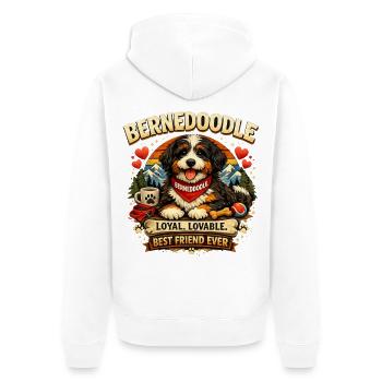 Bernedoodle – Flauschig, spaßig & süß - Unisex Premium Bio Zip Hoodie - Weiß - Hinten - Thijin (182cm)