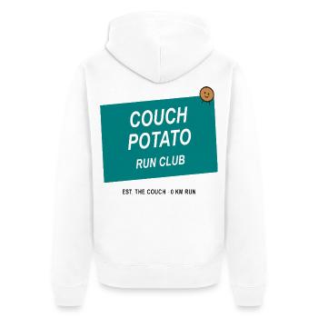 Couch Potato Laufclub - Unisex Premium Bio Zip Hoodie - Weiß - Hinten - Thijin (182cm)