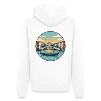 Venedig, Italien Rialto-Brücke-Gondelaufkleber - Unisex Premium Bio Zip Hoodie - Weiß - Hinten - Thijin (182cm)