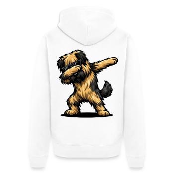 Dabbing Briard - Unisex Premium Bio Zip Hoodie - Weiß - Hinten - Thijin (182cm)