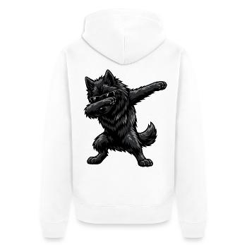 Dabbing Groenendael im Comic Stil - Unisex Premium Bio Zip Hoodie - Weiß - Hinten - Thijin (182cm)