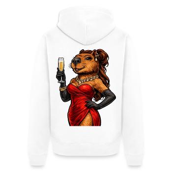 Dame noble de capybara avec du vin pétillant - Veste à capuche bio Premium Unisexe - blanc - Dos - Thijin (182cm)
