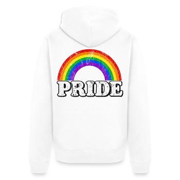 Pride Regenbogen Vintage Statement LGBTQ Fans - Unisex Premium Bio Zip Hoodie - Weiß - Hinten - Thijin (182cm)