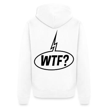 WTF Sprechblase (Fragezeichen / Black) - Unisex Premium Bio Zip Hoodie - Weiß - Hinten - Thijin (182cm)