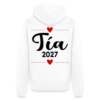 Spanische Tante 2027 - Unisex Premium Bio Zip Hoodie - Weiß - Hinten - Thijin (182cm)