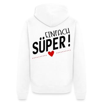 Süper - Unisex Premium Bio Zip Hoodie - Weiß - Hinten - Thijin (182cm)