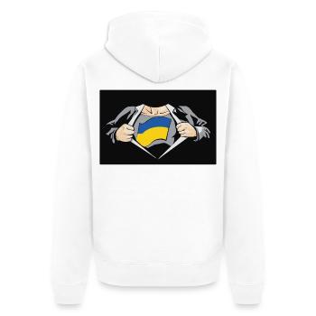 Ukraine Super Hero Ukraine Flag - Unisex Premium Organic Zip Hoodie - white - Back - Thijin (182cm)