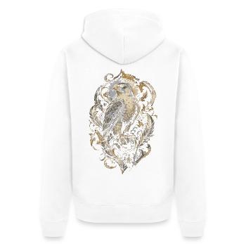 Falknerei Falkner - Unisex Premium Bio Zip Hoodie - Weiß - Hinten - Thijin (182cm)