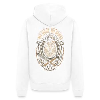 Hufschmied Hufschmiede No Hoof No Horse - Unisex Premium Bio Zip Hoodie - Weiß - Hinten - Thijin (182cm)