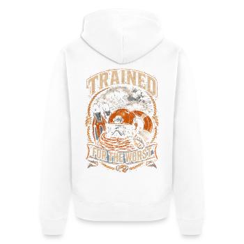 Küstenwache Rettungsschwimmer Trained For Worst - Unisex Premium Bio Zip Hoodie - Weiß - Hinten - Thijin (182cm)