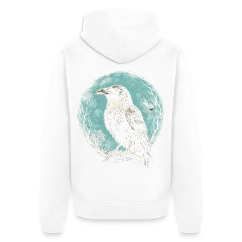 Rabe Raben - Unisex Premium Bio Zip Hoodie - Weiß - Hinten - Thijin (182cm)