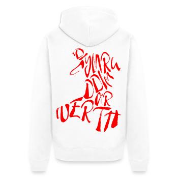 'Di Cymru Ddim Ar Werth - Unisex Premium Bio Zip Hoodie - Weiß - Hinten - Thijin (182cm)