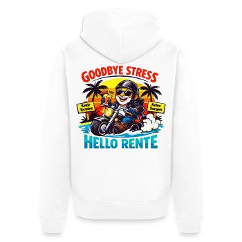Schluss mit Stress: Hallo Rente - Unisex Premium Bio Zip Hoodie - Weiß - Hinten - Thijin (182cm)
