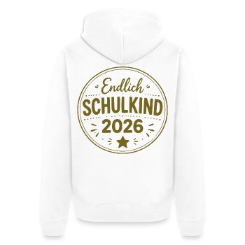 Endlich Schulkind 2026 Badge - Unisex Premium Bio Zip Hoodie - Weiß - Hinten - Thijin (182cm)