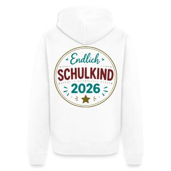 Endlich Schulkind 2026 Badge - Unisex Premium Bio Zip Hoodie - Weiß - Hinten - Thijin (182cm)