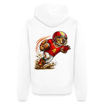 Cute Capybara Playing American Football - Unisex Premium Organic Zip Hoodie - white - Back - Thijin (182cm)