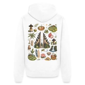 Bali | Tempel, Tropen & Fernweh - Unisex Premium Bio Zip Hoodie - Weiß - Hinten - Thijin (182cm)