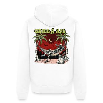 Chill A Mal – Skelett Hängematte Sommer Humor - Unisex Premium Bio Zip Hoodie - Weiß - Hinten - Thijin (182cm)