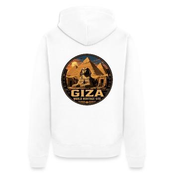 Giza Egypt Pyramids Vintage Travel Badge - Unisex Premium Organic Zip Hoodie - white - Back - Thijin (182cm)