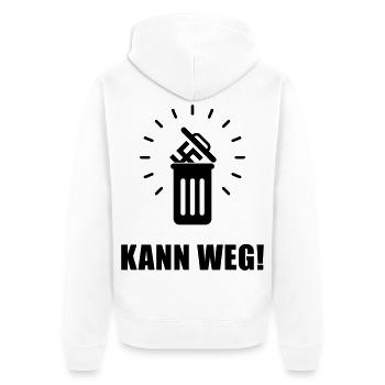 Kann Weg! (Gegen Rechts, Nie Wieder, Politik / B) - Unisex Premium Bio Zip Hoodie - Weiß - Hinten - Thijin (182cm)