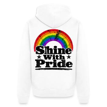 Shine With Pride Regenbogen Vintage Shirt Sticker - Unisex Premium Bio Zip Hoodie - Weiß - Hinten - Thijin (182cm)