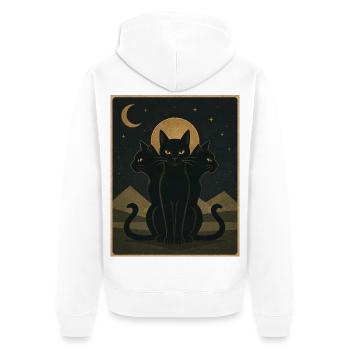 Moonbound Cats - Unisex Premium Bio Zip Hoodie - Weiß - Hinten - Thijin (182cm)